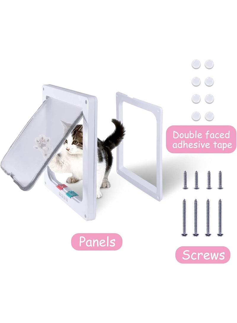 jaexest باب قطط كبير إضافي مع رفرف، باب حيوانات أليفة بإغلاق 4 اتجاهات للأبواب الداخلية والخارجية، رفرف شفاف مقاوم للعوامل الجوية للقطط والكلاب والجراء، تركيب سهل (المقاس الخارجي 11 × 9.8 بوصة) - Image 4